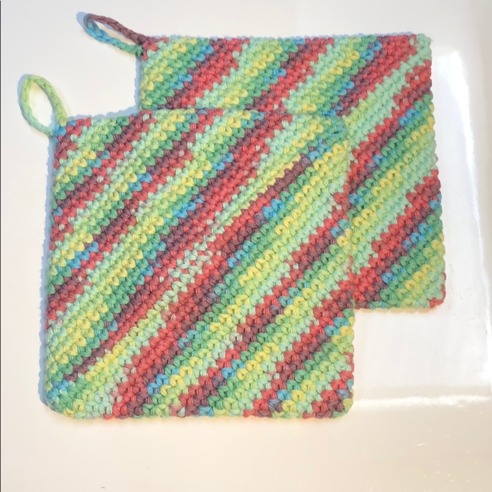 Cotton potholders Set of two double thick handmade